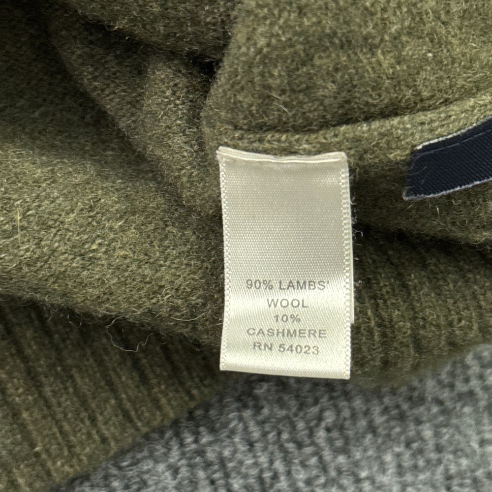 Banana Republic Quarter Zip Sweater Mens XL Olive Green Lambswool Cashmere Knit - Picture 6 of 9